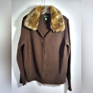Eddie Bauer brown button up cardigan sweater  women's XL  #2270